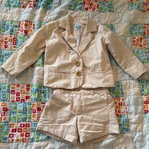Southern Taters Beige Two-Piece Blazer and Shorts Set